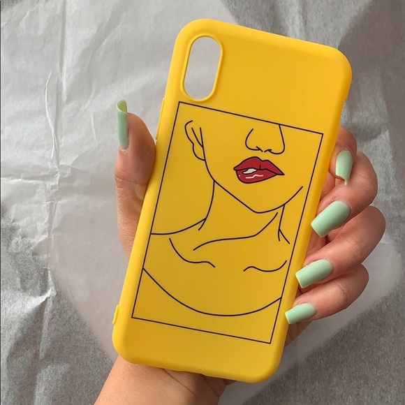 Accessories - NEW iPhone X/ XS Minimalist Lip Bite Yellow Case